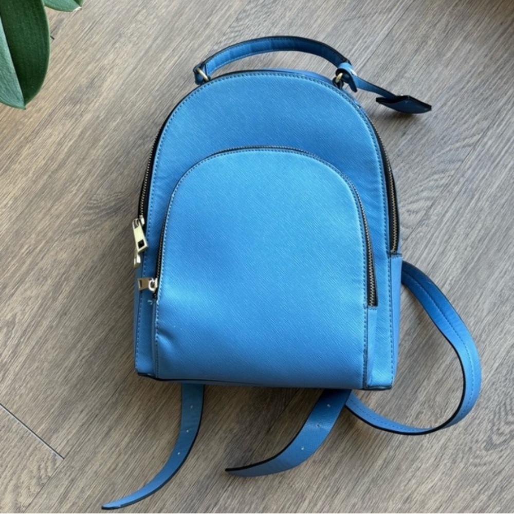 ZARA BASIC COLLECTION BLUE FAUX LEATHER BACKPACK